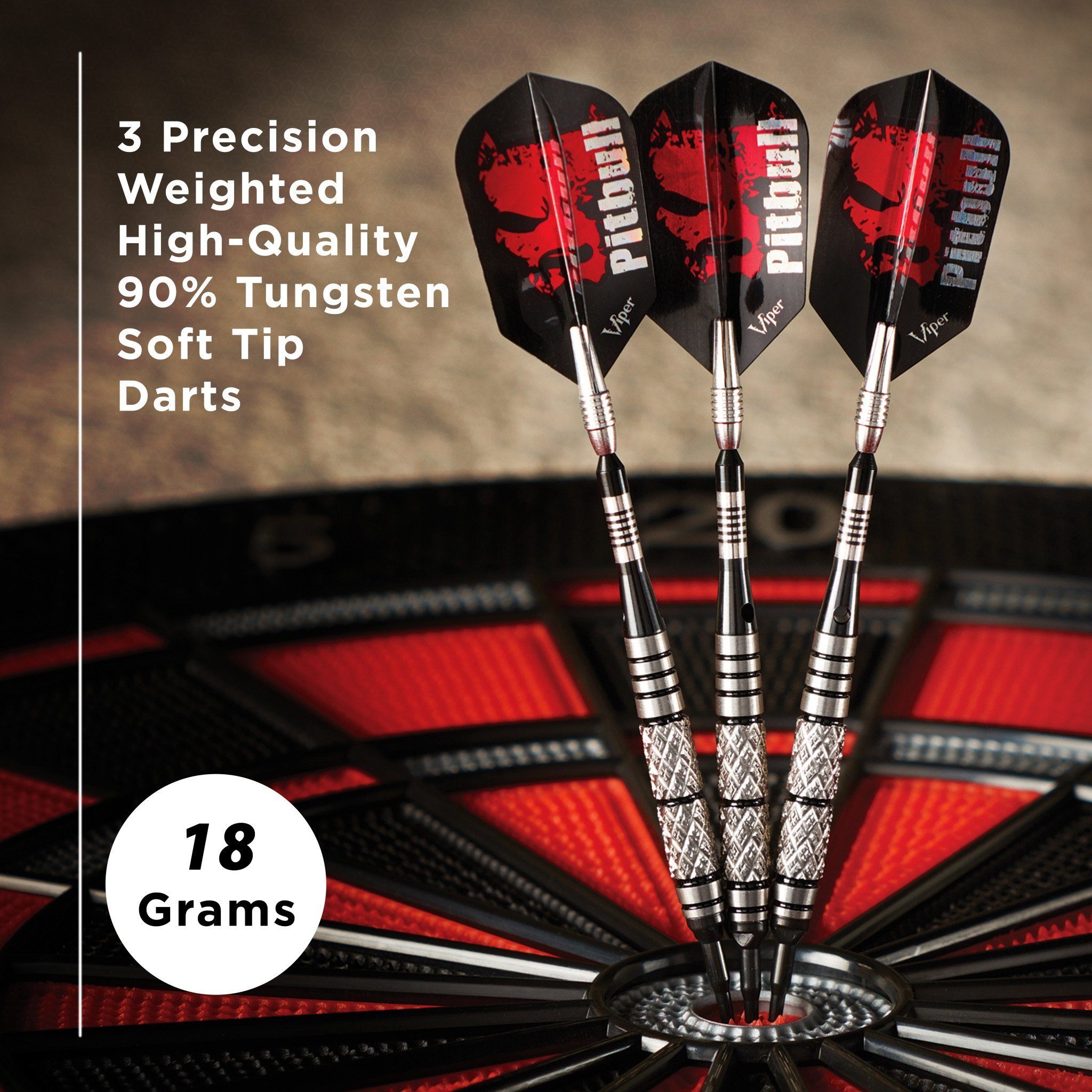 [REFURBISHED] Viper Pitbull Darts 90% Tungsten Soft Tip Darts Diamond Cut and Ringed Barrel 18 Grams Refurbished Refurbished GLD Products 