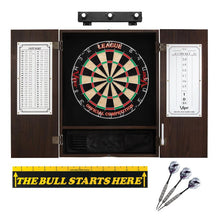 Load image into Gallery viewer, Viper League Sisal Dartboard, Metropolitan Espresso Cabinet, Shadow Buster Dartboard Lights &amp; &quot;The Bull Starts Here&quot; Throw Line Marker Darts Viper 
