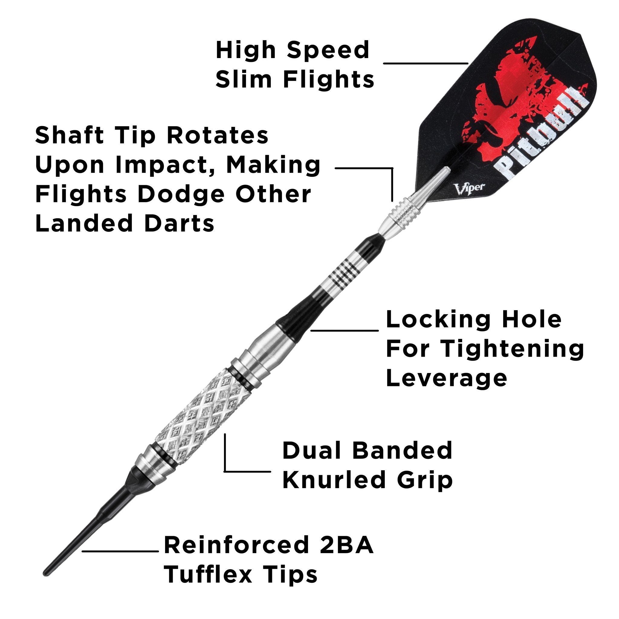 [REFURBISHED] Viper Pitbull Darts 90% Tungsten Soft Tip Darts Diamond Cut and Shark Fin Barrel 18 Grams Refurbished Refurbished GLD Products 