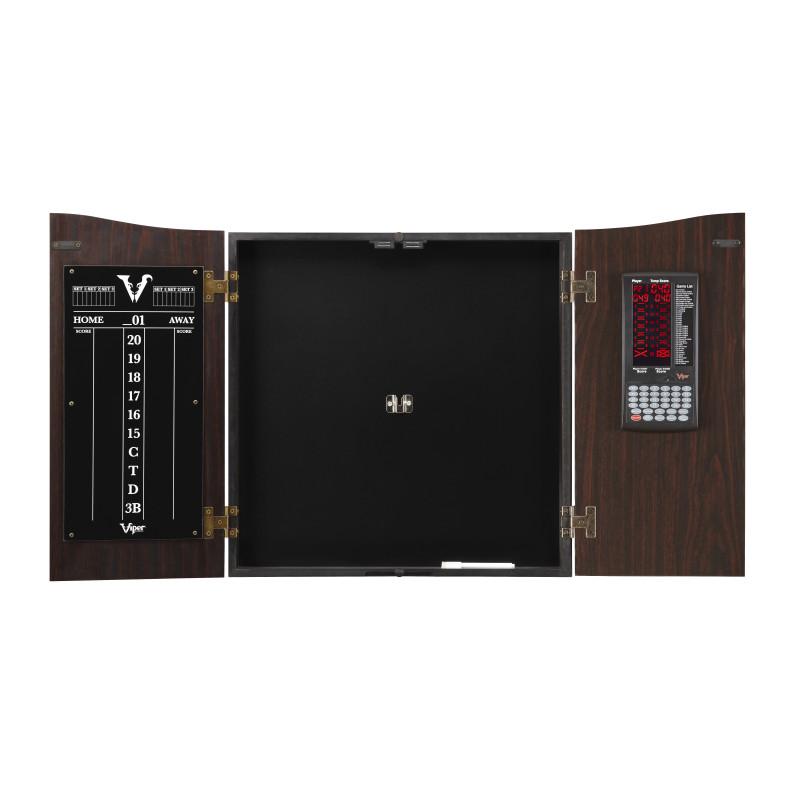 Viper Vault Deluxe Dartboard Cabinet with Built-In Pro Score, Dead-On Dartboard, Edge Throw Line and Black Mariah Darts Viper 