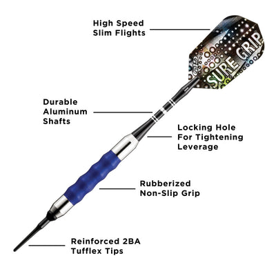 Viper Sure Grip Soft Tip Darts Blue 16 Grams