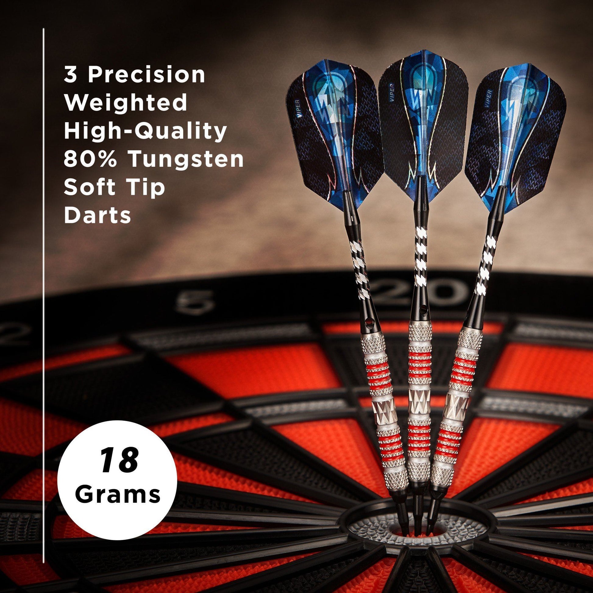 [REFURBISHED] Viper Astro Darts 80% Tungsten Soft Tip Darts Red Rings 18 Grams Refurbished Refurbished GLD Products 