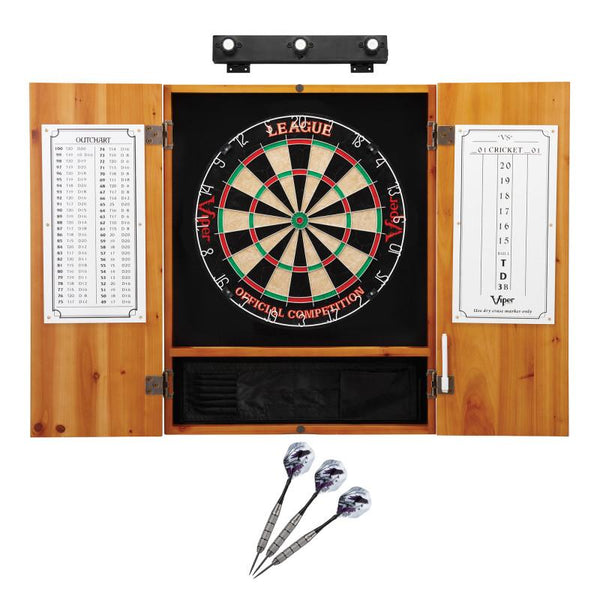 Viper League Sisal Dartboard, Metropolitan Oak Cabinet