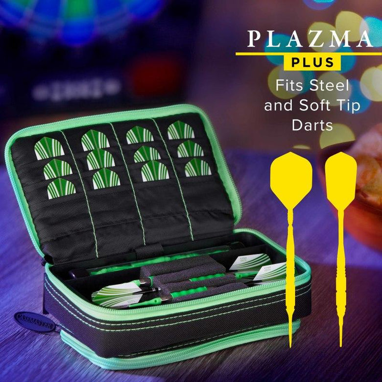 Casemaster Plazma Plus Dart Case Black with Green Trim and Phone Pocket Dart Cases Casemaster 