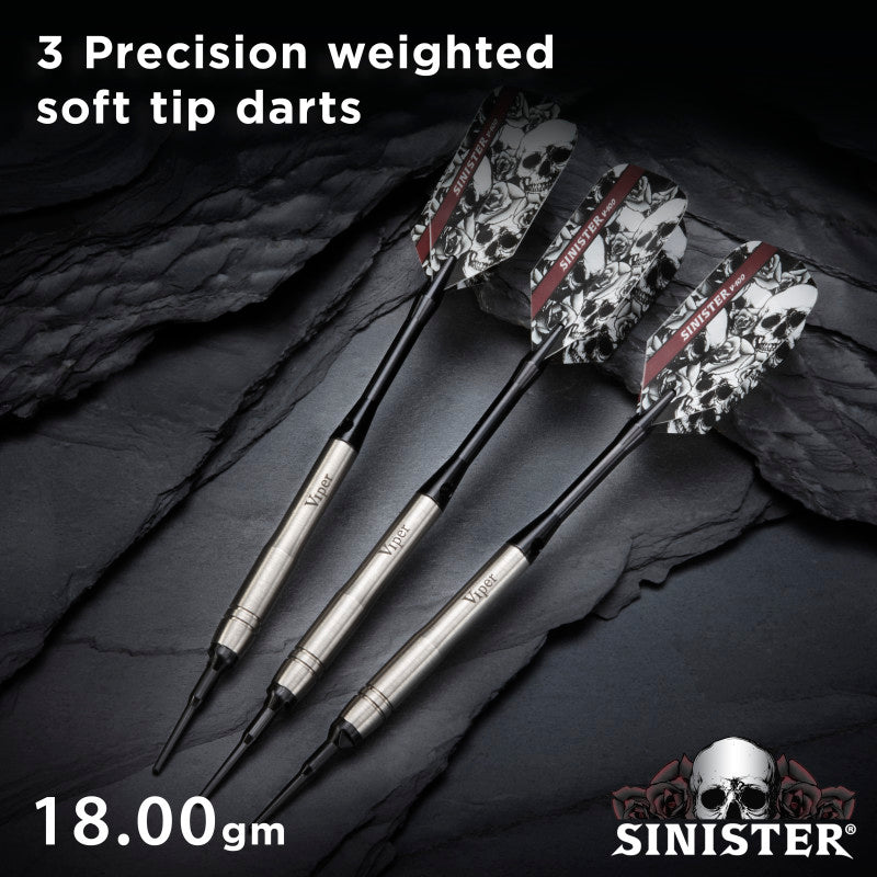 Viper Sinister 95% Tungsten Soft Tip Darts Grooved Barrel 18 Grams