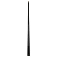 Black cue stick with textured grip and metal ferrule at top