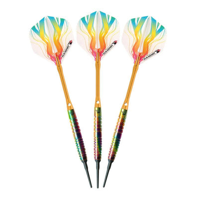 Elkadart Rainbow 90% Tungsten Soft Tip Darts Multi Color Titanium Coating Ringed Barrel 18 Grams Soft-Tip Darts Elkadart 