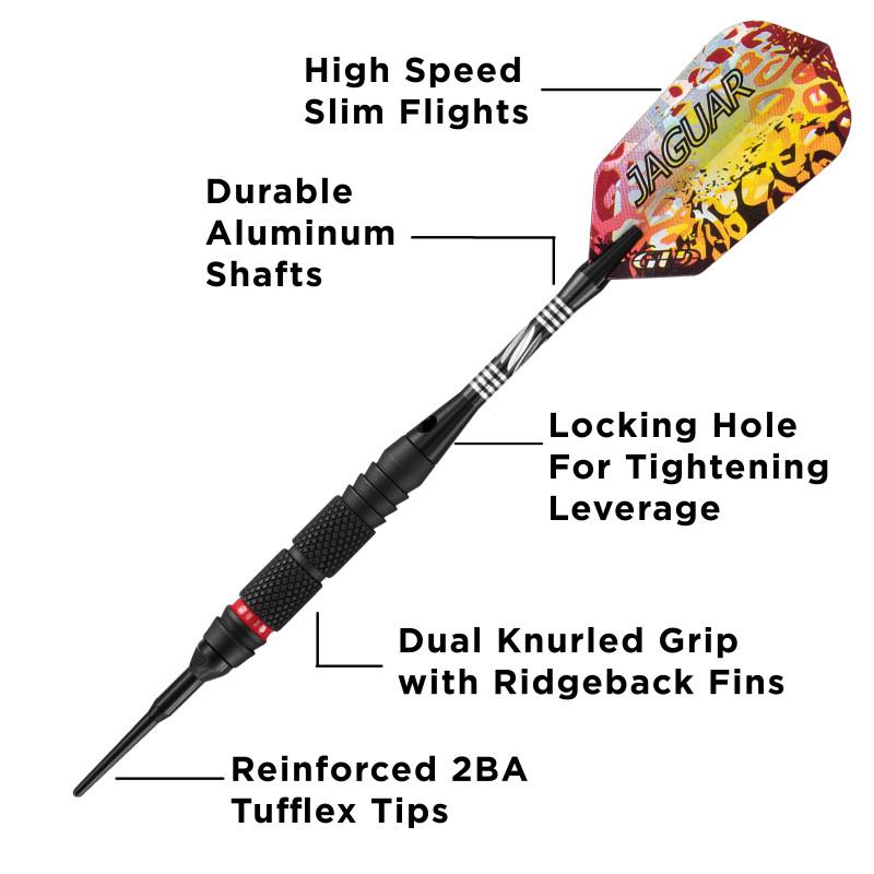 Viper Jaguar Darts 80% Tungsten Soft Tip Darts 2 Knurled Rings 18 Grams Soft-Tip Darts Viper 