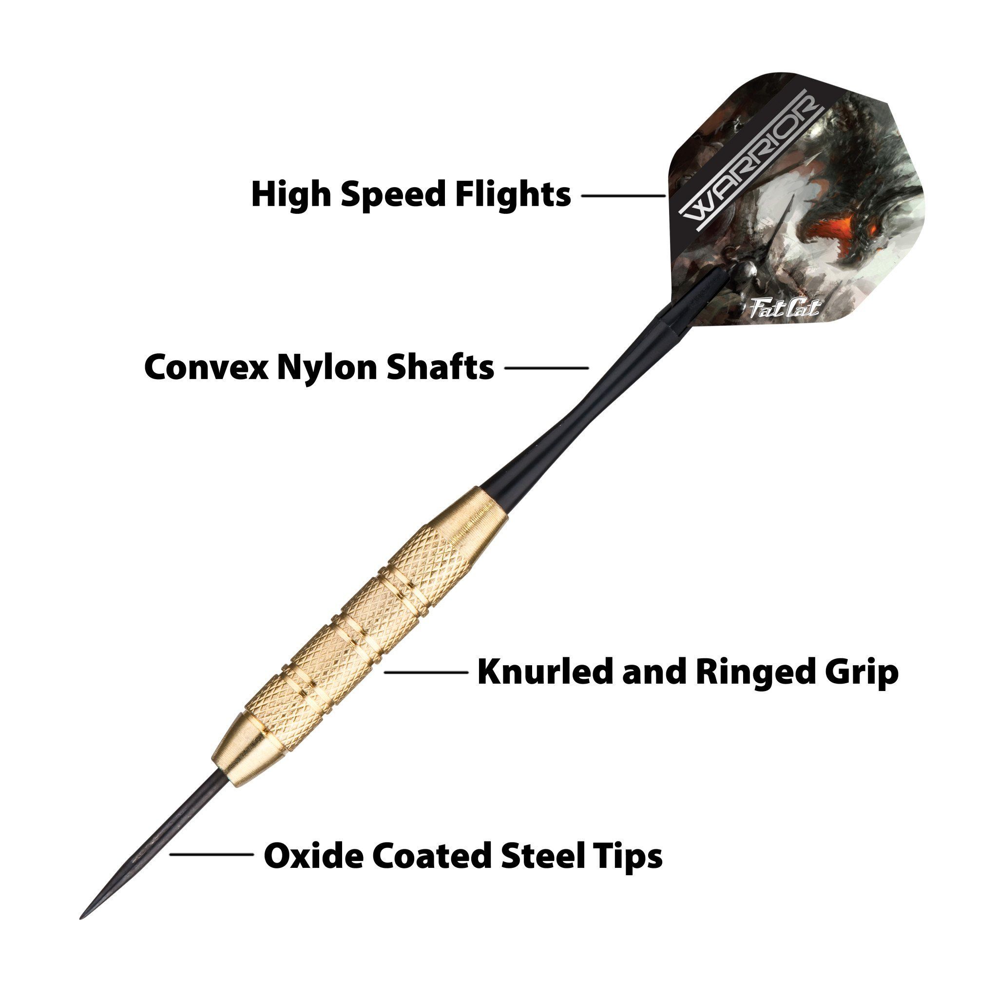 [REFURBISHED] Fat Cat Warrior Darts Steel Tip Darts 18 Grams Refurbished Refurbished GLD Products 