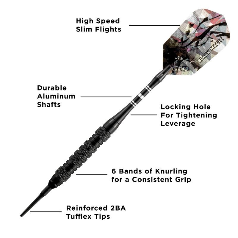 Viper Black Magic Soft Tip Darts 6 Knurled Rings 18 Grams Soft-Tip Darts Viper 