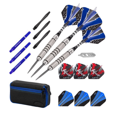 Viper Cold Steel 80% Tungsten Steel Tip Darts 24 Grams, Plazma Dart Case and Blue Accessory Set