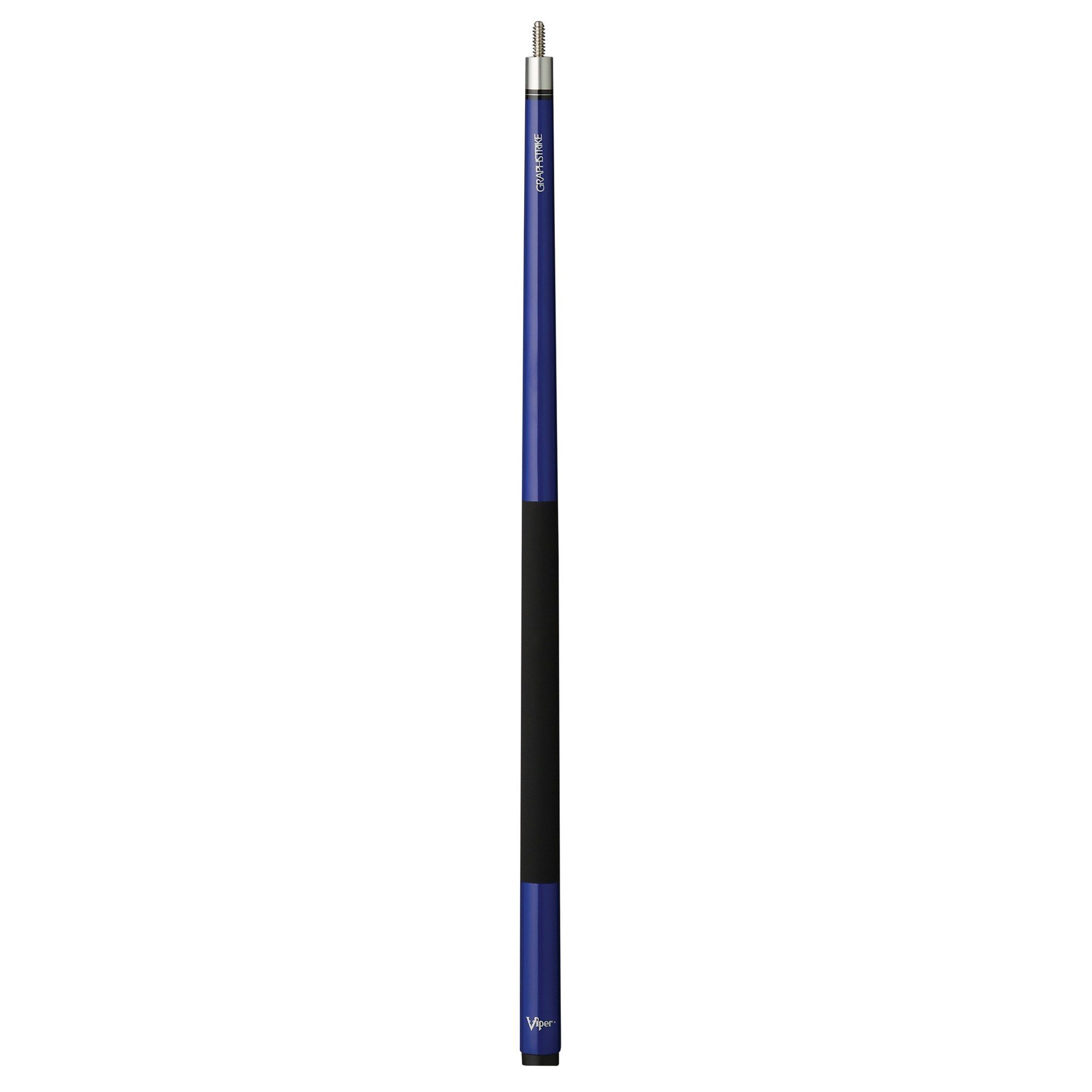 Billiards cue stick with blue and black sections and silver ferrule
