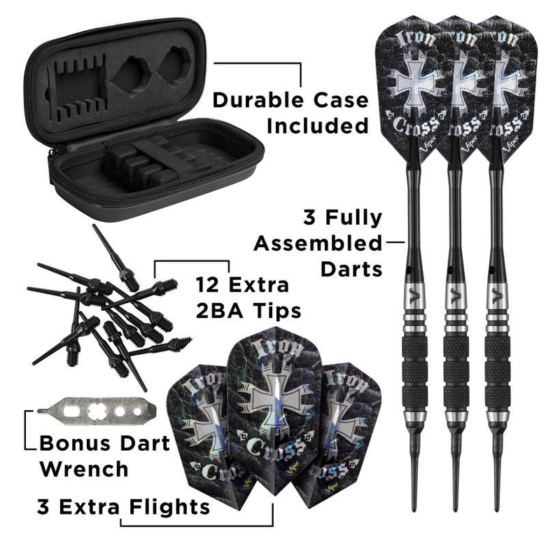 Viper Desperado 80% Tungsten Iron Cross Soft Tip Darts 3 Knurled Rings 18 Grams Soft-Tip Darts Viper 