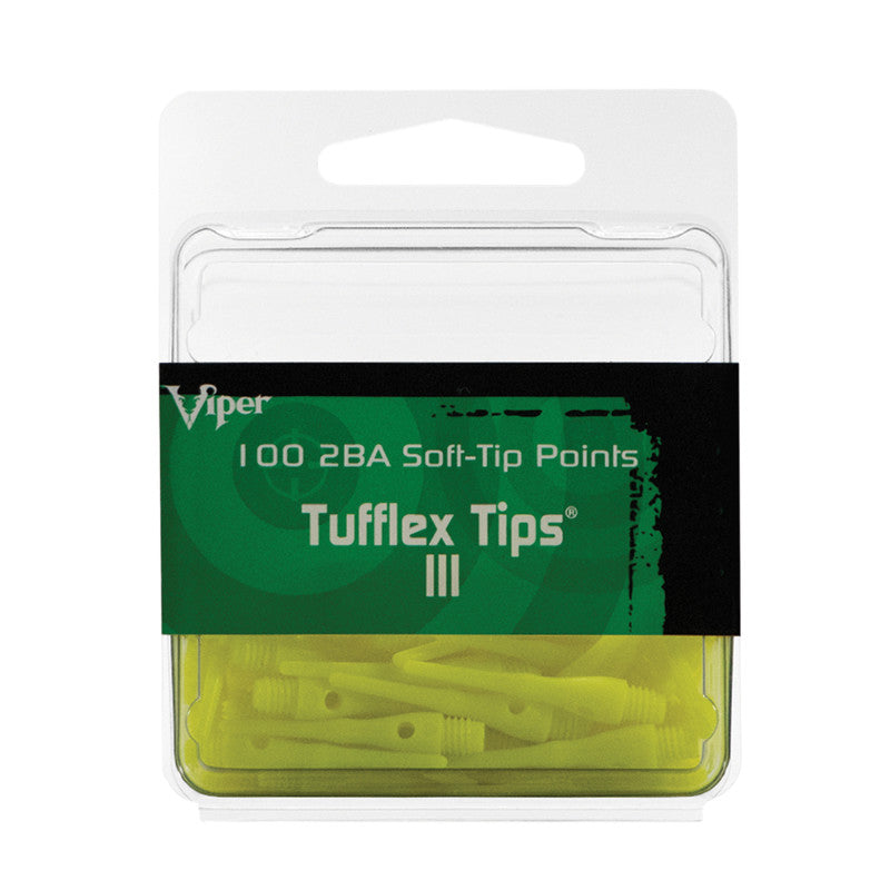 Viper Tufflex Tips III 2BA Neon Yellow 100Ct Soft Dart Tips