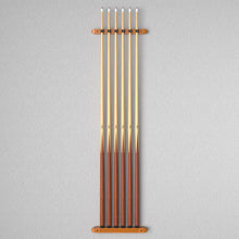 Load image into Gallery viewer, Fat Cat Oak 6 Cue 2-Piece Wall Cue Rack

