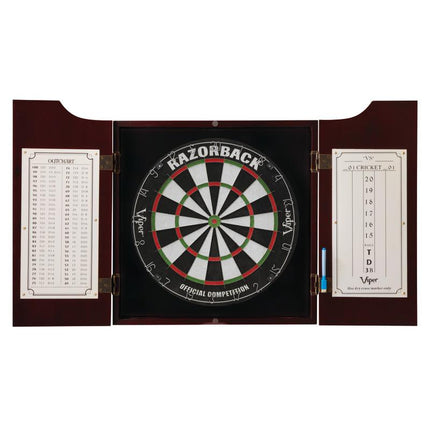 Viper Razorback Sisal Dartboard & Metropolitan Mahogany Cabinet Darts Viper 