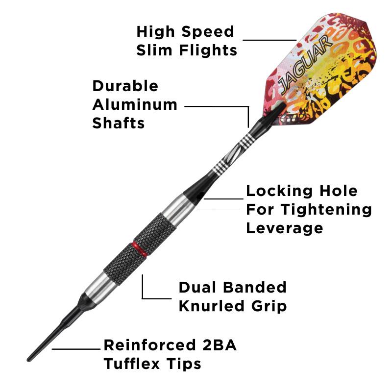 Viper Jaguar Darts 80% Tungsten Soft Tip Darts Silver Barrel 18 Grams Soft-Tip Darts Viper 