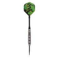 Green dart with black dragon design, textured grip, and metal point