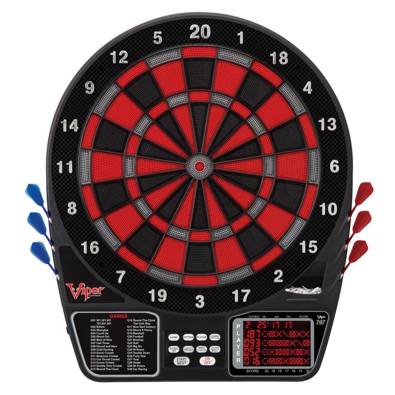 Viper 797 Electronic Dartboard, Metropolitan Mahogany Cabinet, Throw Line Marker & Shadow Buster Bundle Darts Viper 