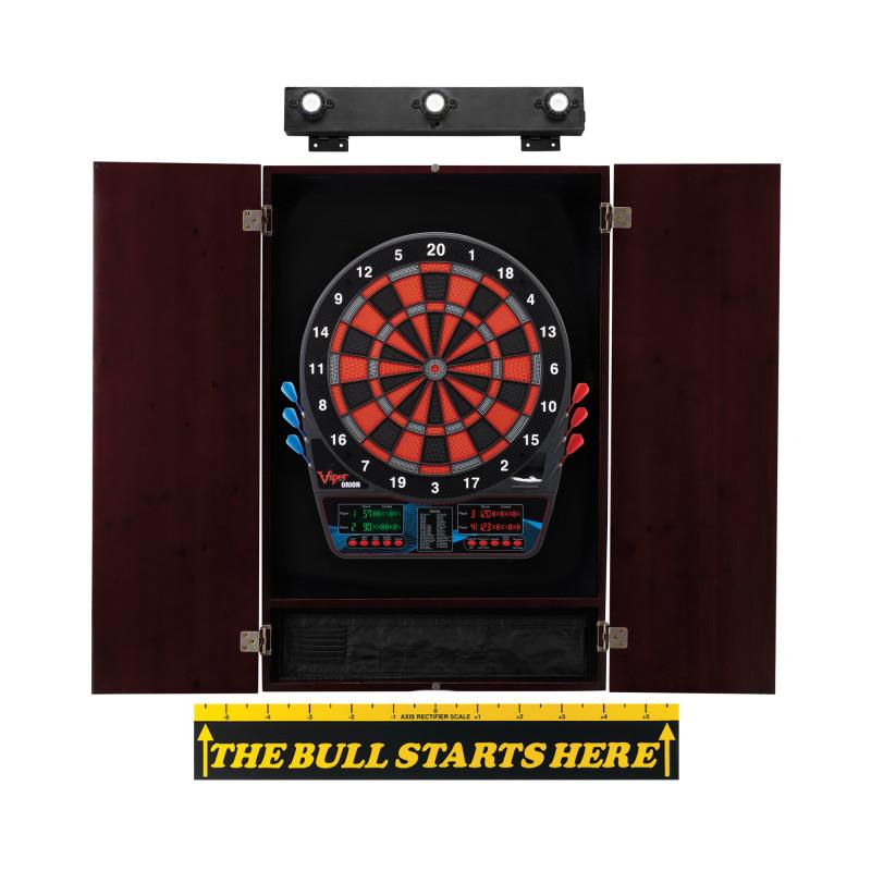 Viper Orion Electronic Dartboard, Metropolitan Mahogany Cabinet, Throw Line Marker & Shadow Buster Dartboard Light Bundle Darts Viper 