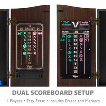 Load image into Gallery viewer, Viper Vault Deluxe Dartboard Cabinet with Shot King Sisal Dartboard and Illumiscore Scoreboard
