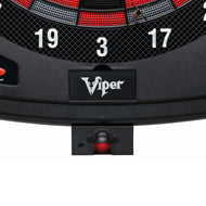 Electronic dartboard with red and gray segments, numbers visible, Viper logo, red LED light underneath