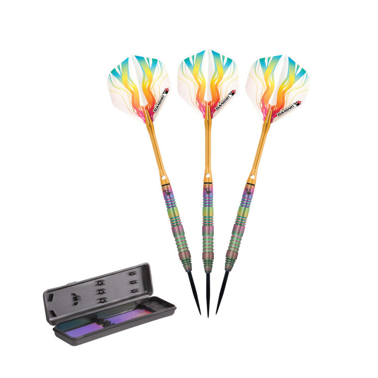 Elkadart Rainbow 90% Tungsten Steel Tip Darts Multi Color Titanium Coating 23 Grams