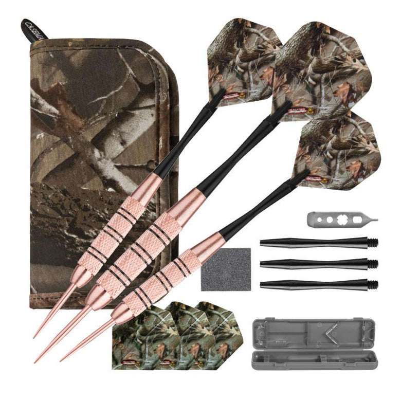 Fat Cat Realtree Hardwoods HD Steel Tip Darts 23gm and Casemaster Realtree Hardwoods Deluxe Camouflage Case Steel-Tip Darts Fat Cat 