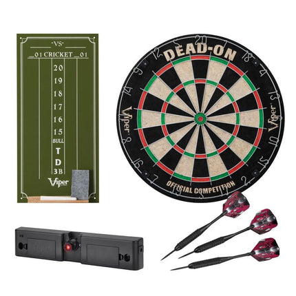 Viper Dead-On Bristle Dartboard, Viper Small Cricket Chalk Scoreboard, Viper Dart Laser Line, and Viper Black Mariah Steel Tip Darts 22 Grams Darts Viper 