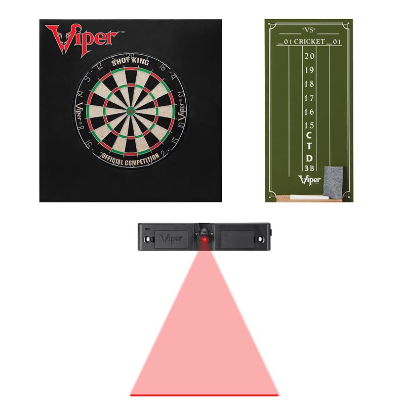 Viper Shot King Bristle Dartboard, Small Cricket Chalk Scoreboard, Dart Laser Line, and Wall Defender II Darts Viper 