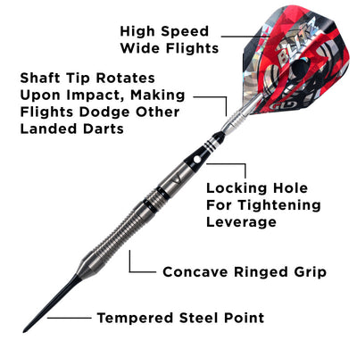 Dardos Viper Blitz Darts con punta de acero de tungsteno al 95 %, 22 gramos 