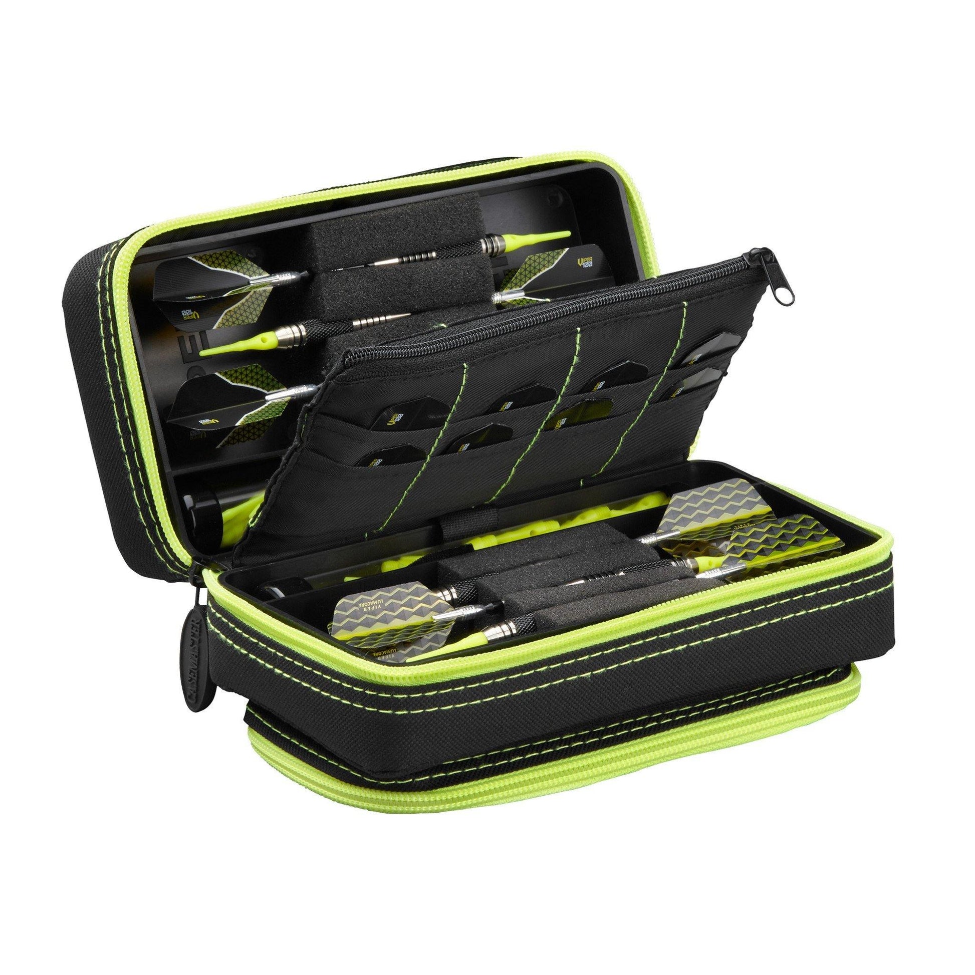 [REFURBISHED] Casemaster Plazma Pro Dart Case Black with Yellow Trim and Phone Pocket Refurbished GLD Products
