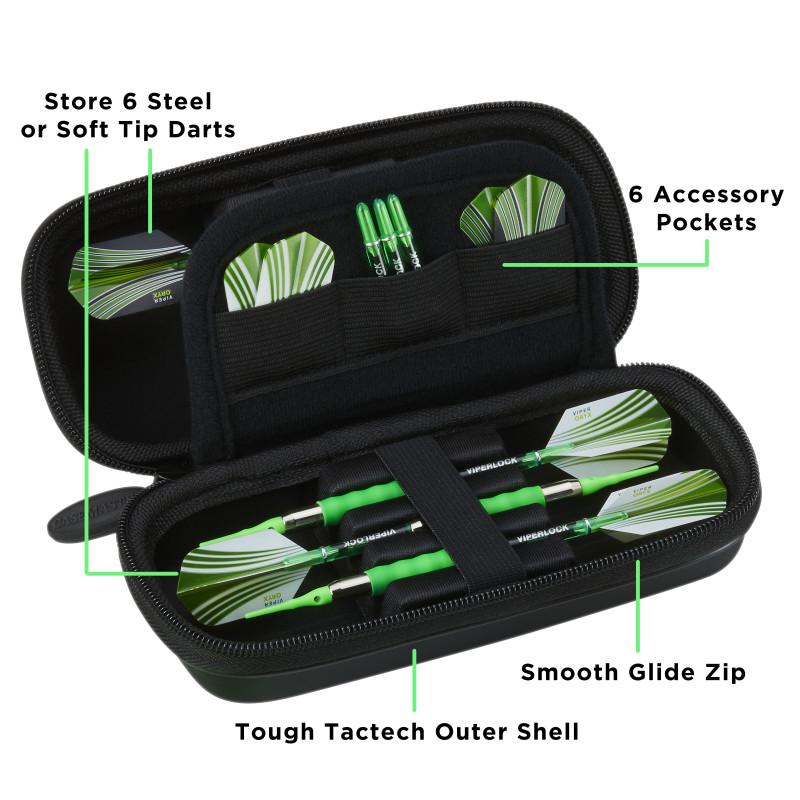 Casemaster Sentry Dart Case and Two Sets of Viper Soft Tip Darts 18 Grams Black/Green Soft-Tip Darts Viper 