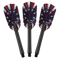 Three darts with burgundy, white, and black striped flights and black barrels displaying Viper branding