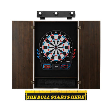 Viper 777 Electronic Dartboard, Metropolitan Espresso Cabinet, Throw Line Marker & Shadow Buster Dartboard Light Bundle Darts Viper 