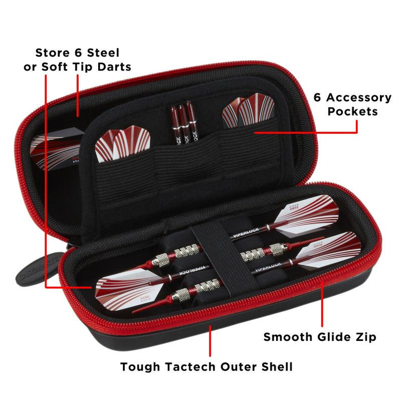 Casemaster Sentry Dart Case and Two Sets of Viper Soft Tip Darts 18 Grams Red Soft-Tip Darts Viper 