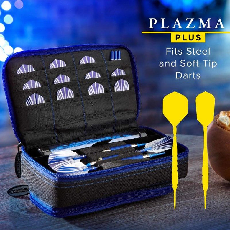 Casemaster Plazma Plus Dart Case Black with Sapphire Zipper and Phone Pocket Dart Cases Casemaster 