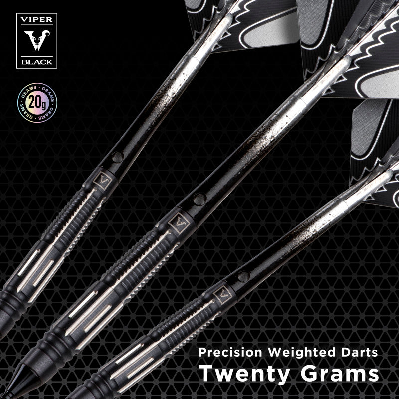 Viper Black Flux 90% Tungsten Steel or Soft Tip Conversion Darts Black/Silver 20 Grams