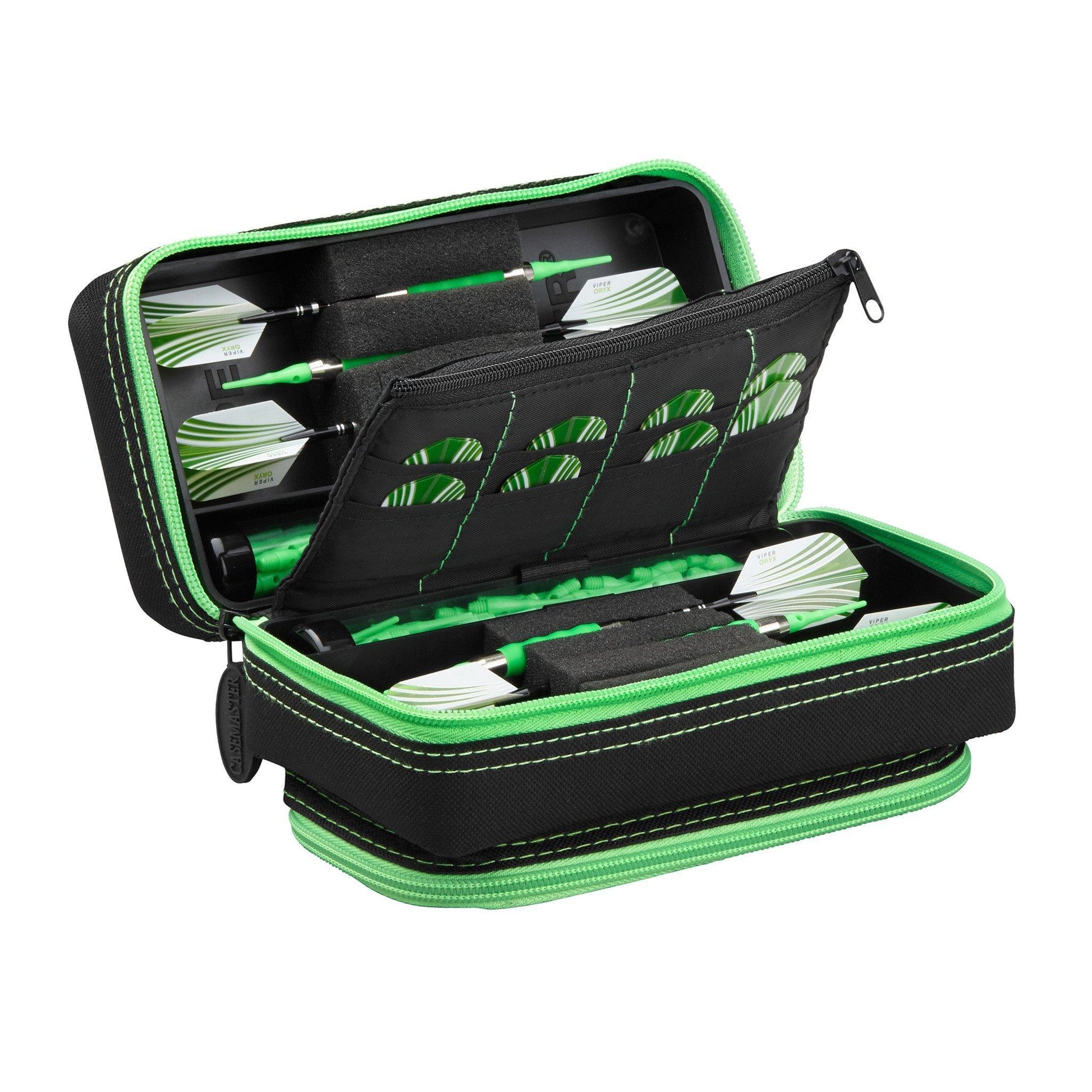 [REFURBISHED] Casemaster Plazma Pro Dart Case Black with Green Trim and Phone Pocket Refurbished Refurbished GLD Products 